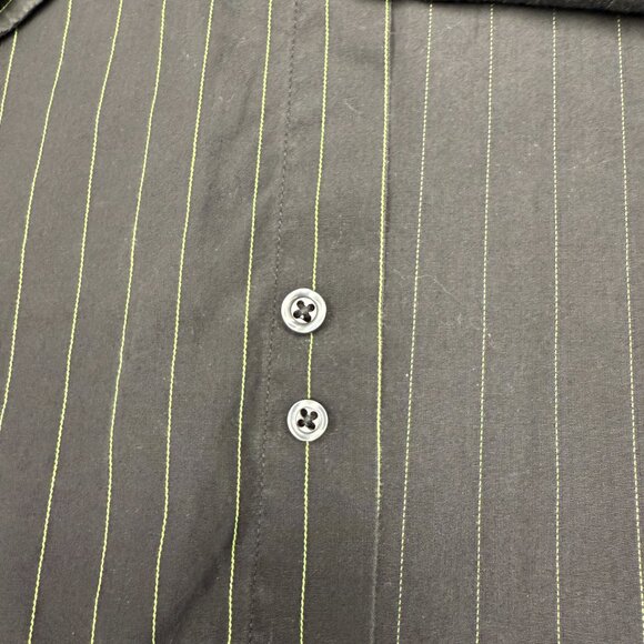 Men's ZARA Button-Down Dress Shirt Charcoal‎ w/ Lime Pinstripe- Size Medium - Picture 5 of 7